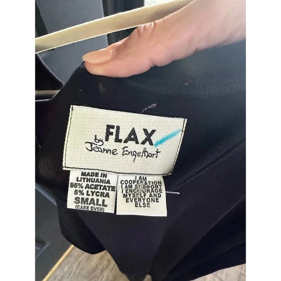 Flax Solid Black Sleeveless Scoop Neck Jersey Shift Midi Dress‎ Size Small - Picture 5 of 5